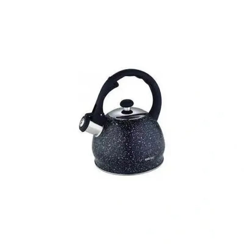 King Hoff Metāla melna marmora tējkanna, ar svilpīti un melnu rokturi, 2l, KH 1403