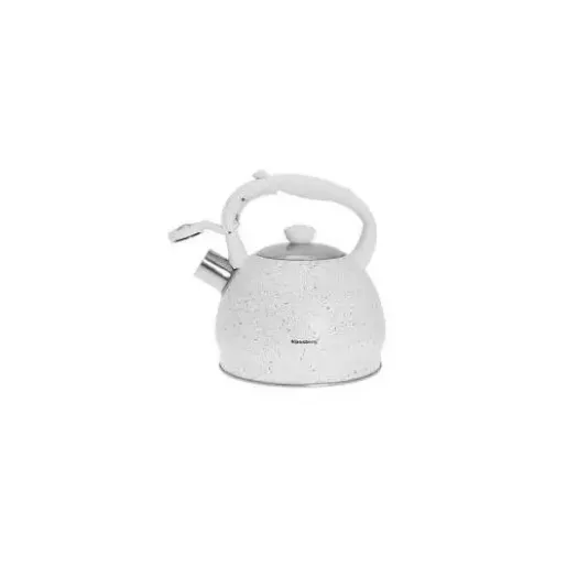 King Hoff Tējkanna ar svilpi, 2 l, balta marmora krāsā ar baltu rokturi, KB 7319