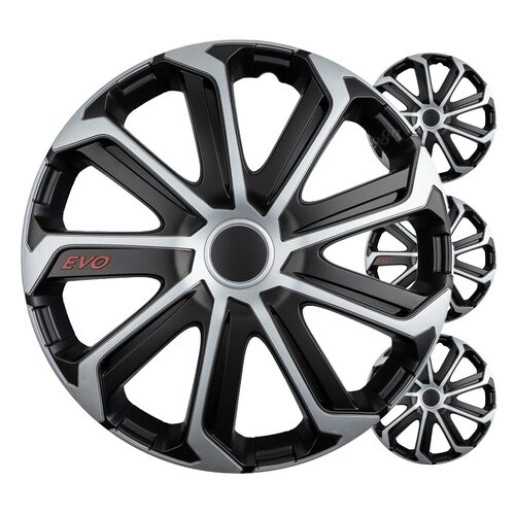 Auto rumbas 4pcs komplekts EVO melns & sudrabs 16