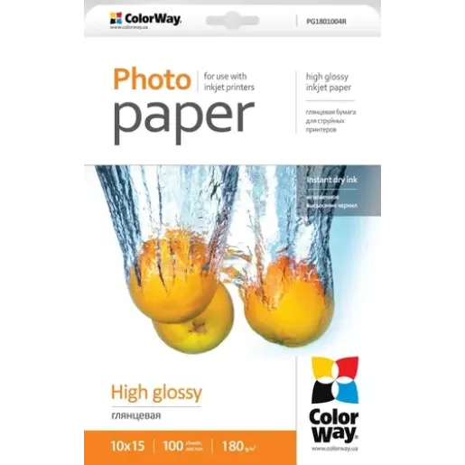 ColorWay Photo Paper 100 pc., PG1801004R, 180 g/m², 10 x 15 cm, Glossy 