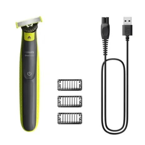 Jaunums! Akcija! PHILIPS OneBlade 360 skuveklis sejai, zaļš un pelēks ar 3 rugāju ķemmēm