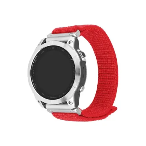 Fixed, Sporty Strap for Garmin QuickFit 22mm, 160-210 mm, Red, Nylon (FIXNST2-QF22MM-RD)