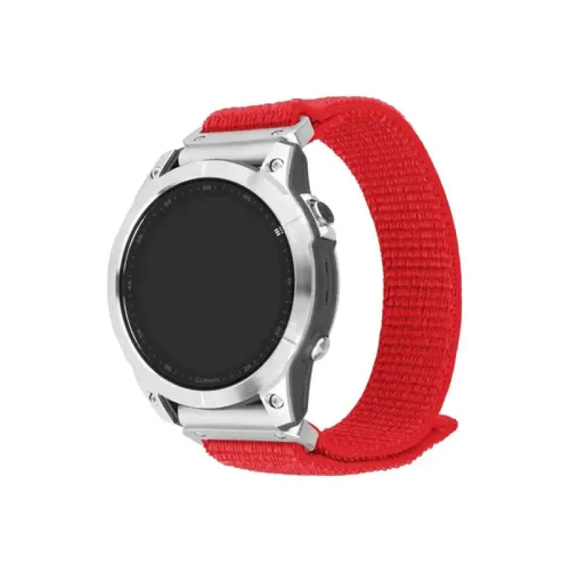 Fixed, Sporty Strap for Garmin QuickFit 22mm, 160-210 mm, Red, Nylon (FIXNST2-QF22MM-RD)