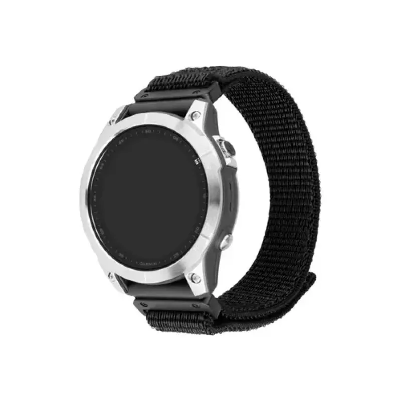 Fixed, Sporty Strap for Garmin QuickFit 26mm, 160-210, Black, Nylon (FIXNST2-QF26MM-BK)
