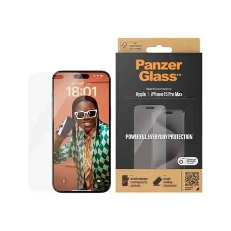 PanzerGlass Screen protector, Apple, iPhone 15 Pro Max, Glass, Transparent (2808)