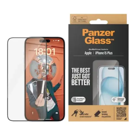 PanzerGlass, Screen protector, Apple, iPhone 15 Plus, Glass, Transparent (2811)