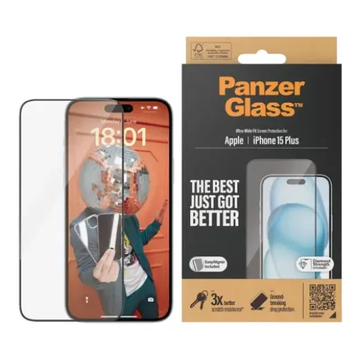 PanzerGlass, Screen protector, Apple, iPhone 15 Plus, Glass, Transparent (2811)