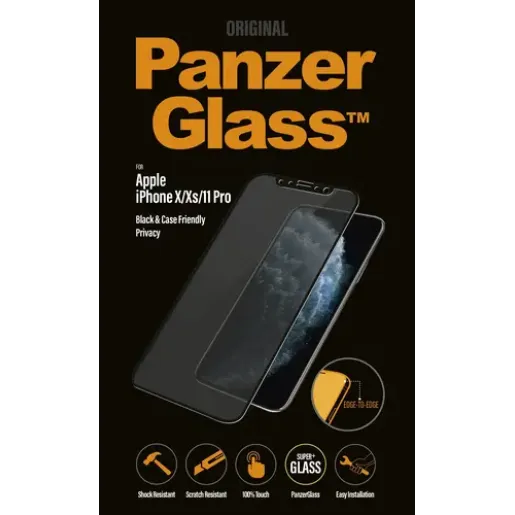 PanzerGlass P2666, Screen protector, Apple, iPhone X/Xs/11 Pro, Tempered glass, Black
