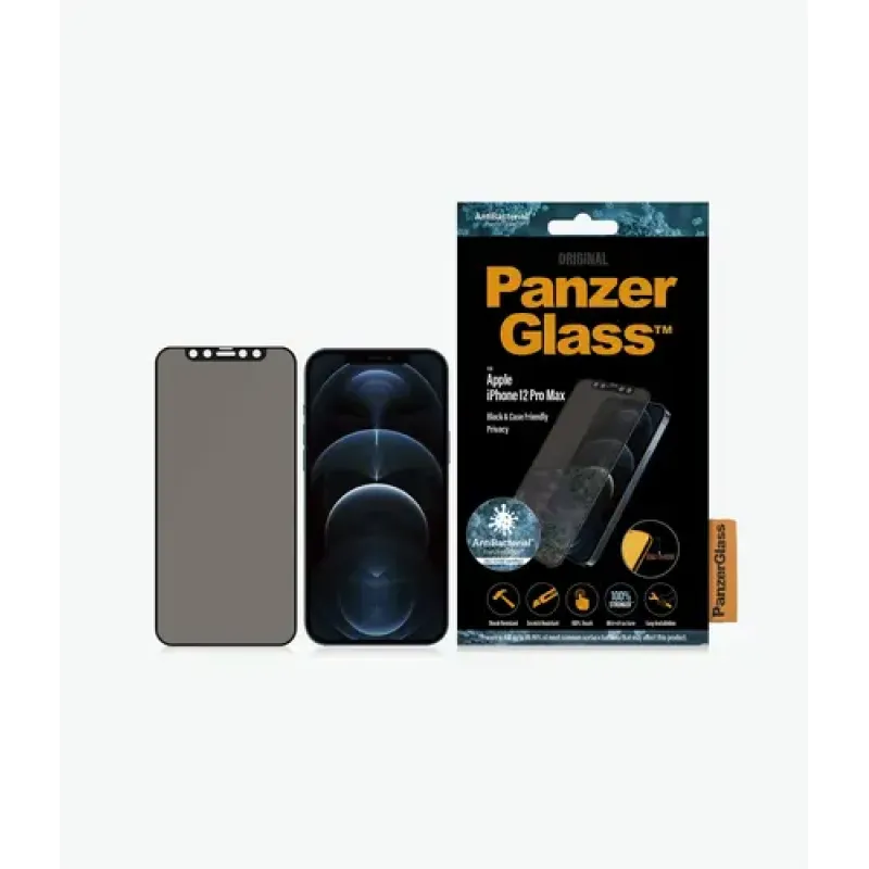 PanzerGlass, Apple, iPhone 12 Pro Max, Glass, Black, Privacy glass (P2712)