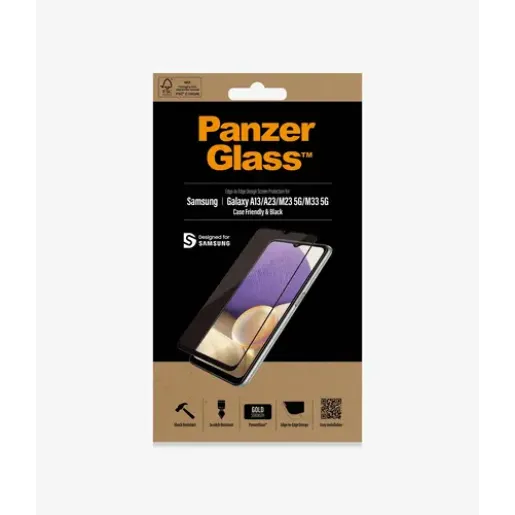 PanzerGlass, Screen protector, Samsung, Galaxy A13/M23 5G/M33 5G, Glass, Black, Case Friendly (7306)