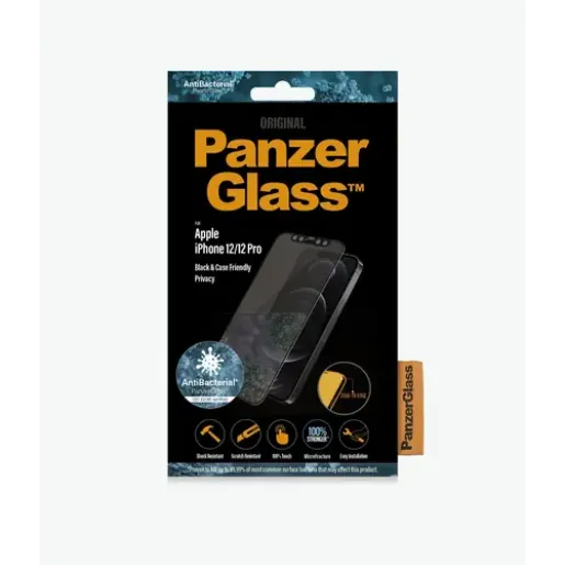 PanzerGlass, Apple For iPhone 12/12 Pro, Glass, Black, Case Friendly, Privacy glass (P2711)