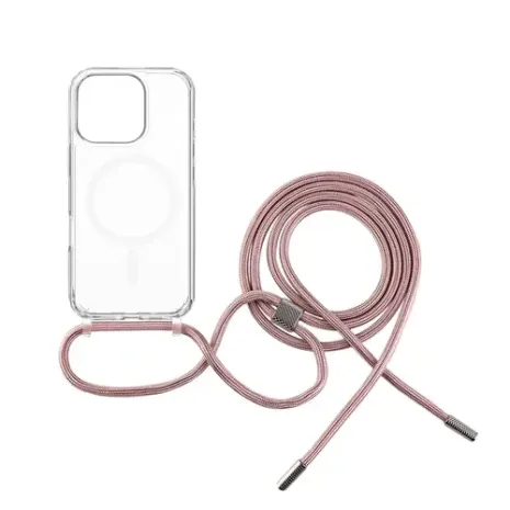 Fixed MagPure Neck, Back Cover with Lanyard, Apple, iPhone 16 Pro Max, TPU, Clear, Pink (FIXPUNM-1403-PI)