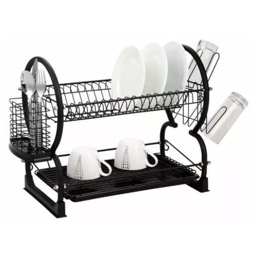 Trauku turētājs - metāla trauku žāvētājs, 2 līmeņu